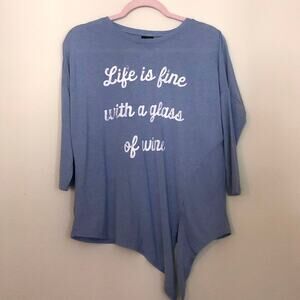 Glass of Wine Tie Front Tee M
